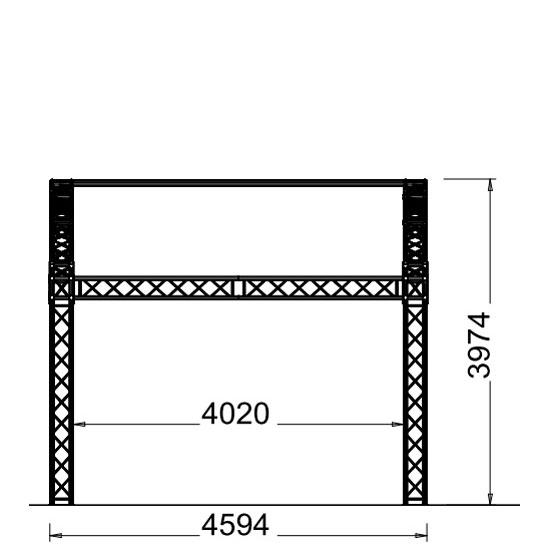 Rundbogendach für 6x4m Podestfläche